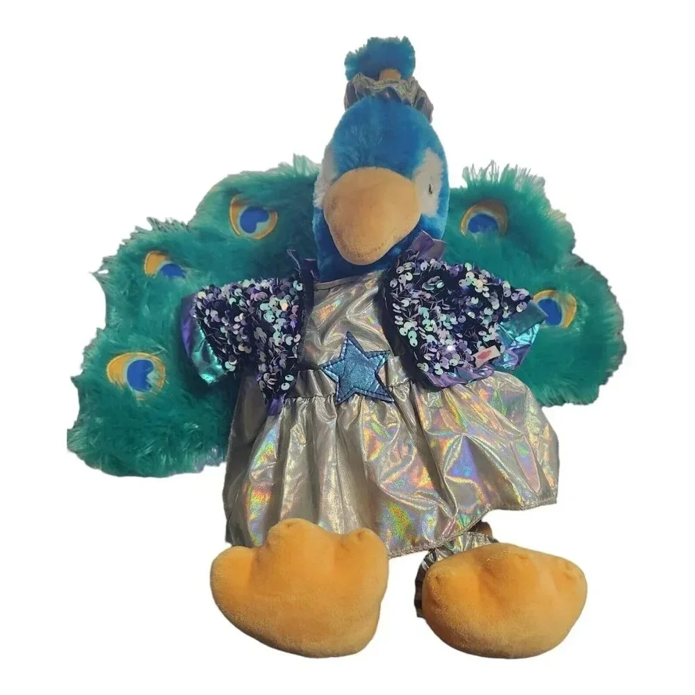 Build-A-Bear Workshop Peacock Plush Blue Bird Outfit Holographic Dress‎ 16